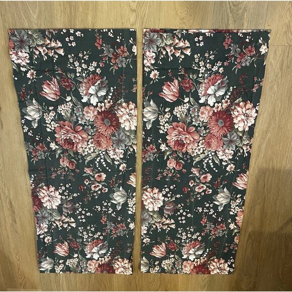 Vintage Croscill Granada Green Floral Valance (2) & (2) Window Curtail Panels - Picture 3 of 7